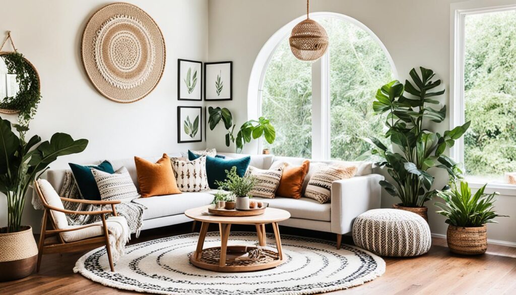 boho furniture arrangement