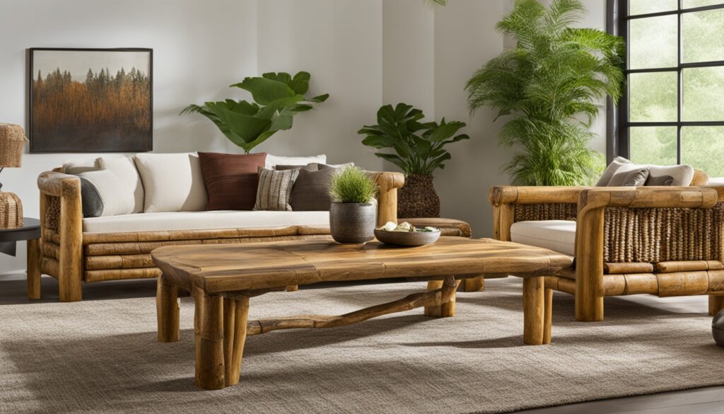 reclaimed wood and bamboo furniture