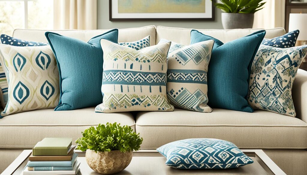 Decorative pillows on a sofa