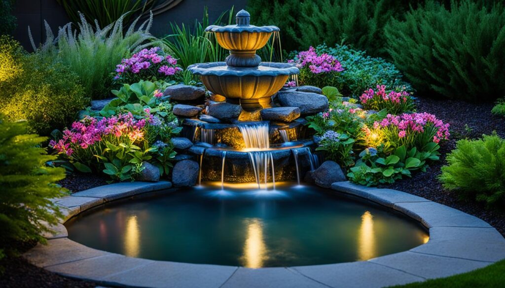 Illuminated garden water feature