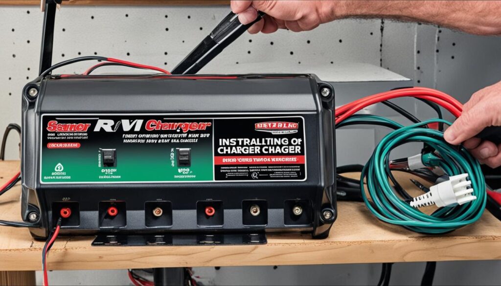 RV car battery charger installation