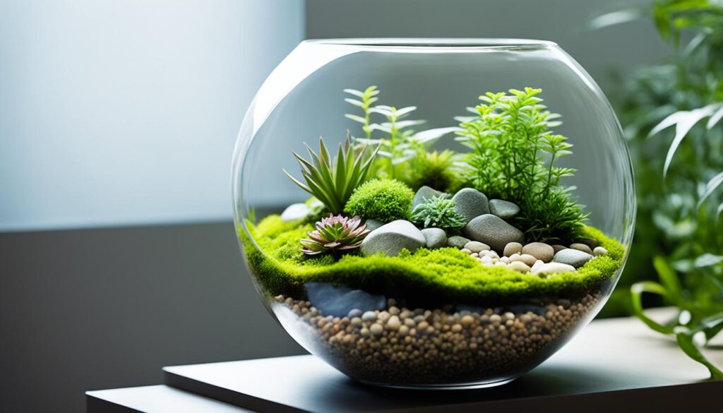 Terrarium in a zen environment