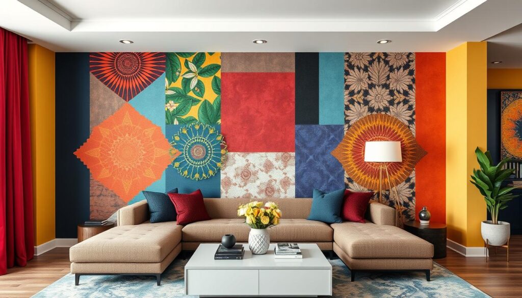 Bold color and pattern accent wall