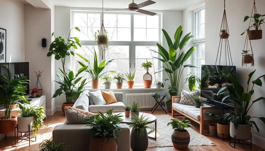 Interior design with indoor plants